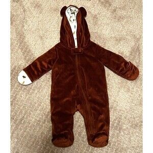 Just One You Size  3 Months Brown Bear Baby Jumpsuit Romper Outerwear Hooded